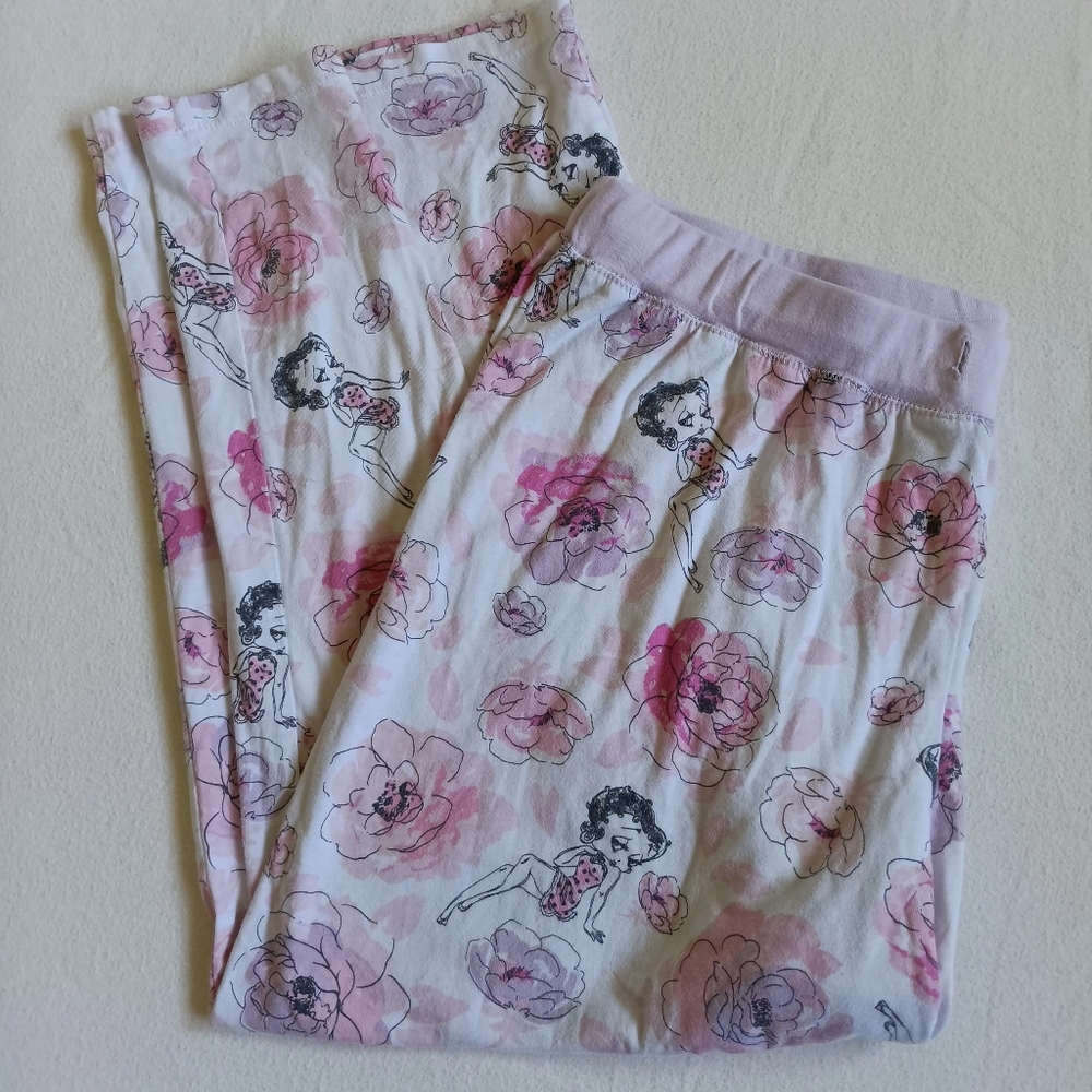 Betty Boop Sz 12/14 Pink Floral Pajama Capris